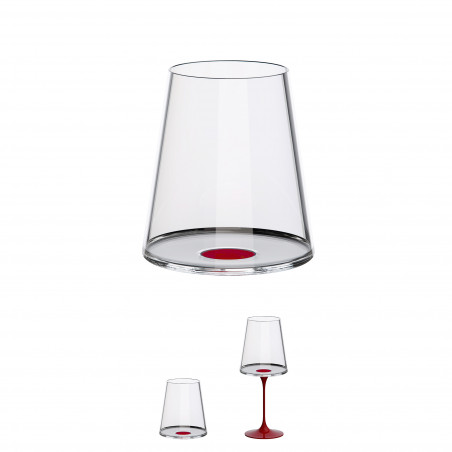 Set 2 pahare de cristal Trebonn SplitGlass 2025111, 450 ml, Ø9.2x10.5 cm, Posibilitate atasare picior, Rosu
