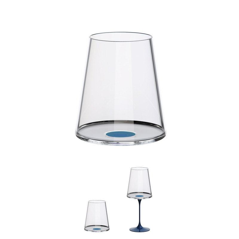 Set 2 pahare de cristal Trebonn SplitGlass 2025112, 450 ml, Ø9.2x10.5 cm, Posibilitate atasare picior, Albastru
