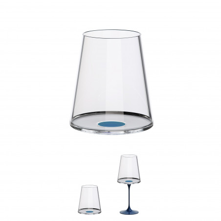 Set 2 pahare de cristal Trebonn SplitGlass 2025112, 450 ml, Ø9.2x10.5 cm, Posibilitate atasare picior, Albastru