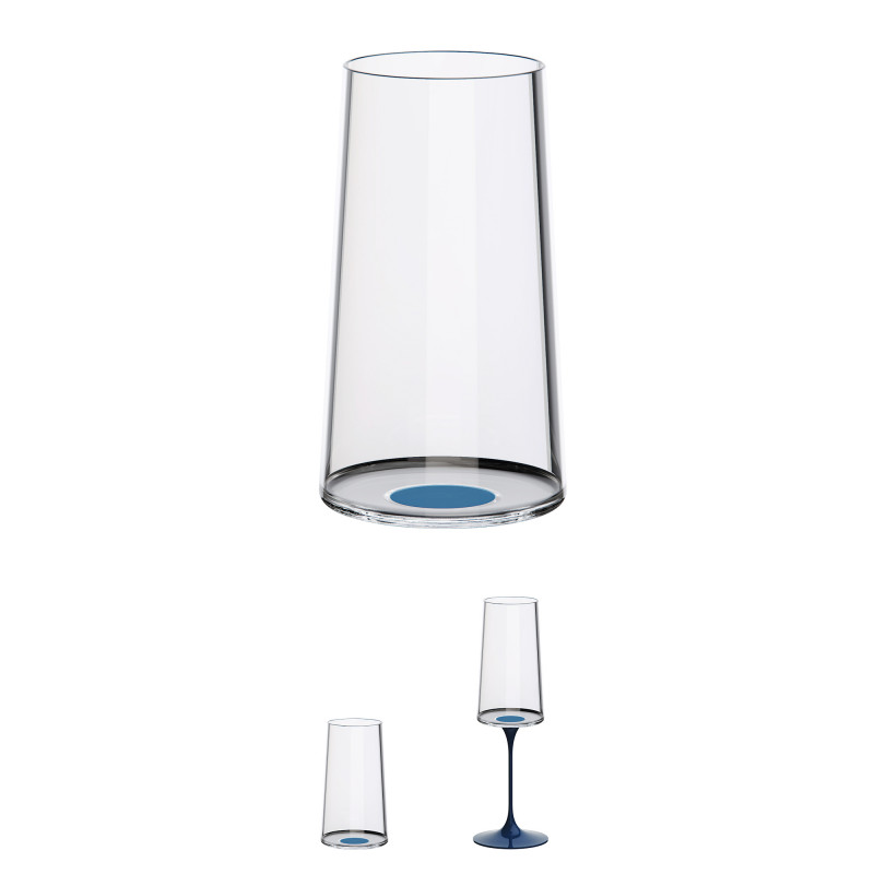 Set 2 pahare de cristal Trebonn SplitGlass 2025132, 320 ml, Ø7.8x12.5 cm, Posibilitate atasare picior, Albastru