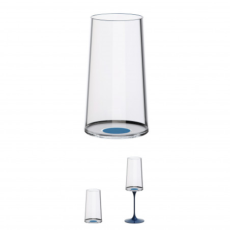 Set 2 pahare de cristal Trebonn SplitGlass 2025132, 320 ml, Ø7.8x12.5 cm, Posibilitate atasare picior, Albastru
