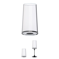 Set 2 pahare de cristal Trebonn SplitGlass 2025130, 320 ml, Ø7.8x12.5 cm, Posibilitate atasare picior, Negru