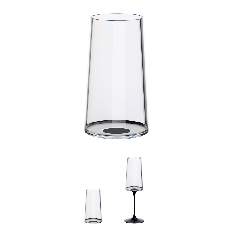 Set 2 pahare de cristal Trebonn SplitGlass 2025130, 320 ml, Ø7.8x12.5 cm, Posibilitate atasare picior, Negru
