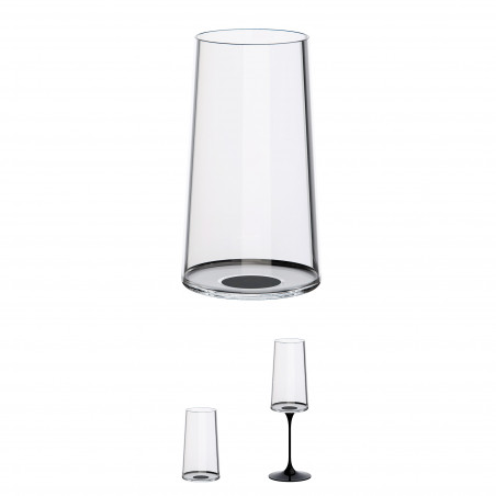 Set 2 pahare de cristal Trebonn SplitGlass 2025130, 320 ml, Ø7.8x12.5 cm, Posibilitate atasare picior, Negru