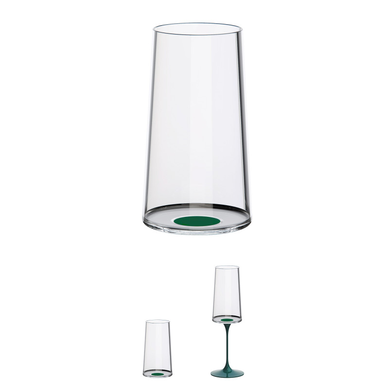 Set 2 pahare dе cristal Trebonn SplitGlass 2025133, 320 ml, Ø7.8x12.5 cm, Posibilitate atasare picior, Verde