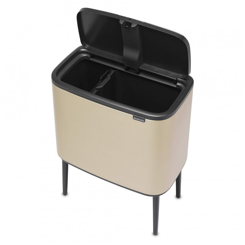 Coș Brabantia Bo Touch 1003214, 11+23 L, Deschidere lină și silențioasă, Deschidere mare, Auriu metalic