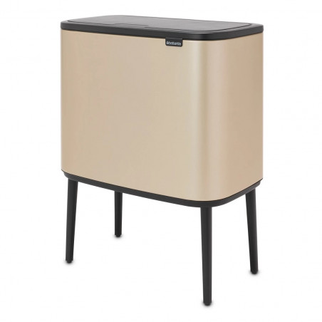Coș Brabantia Bo Touch 1003214, 11+23 L, Deschidere lină și silențioasă, Deschidere mare, Auriu metalic