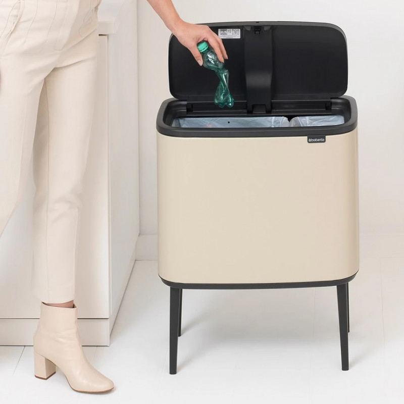 Brabantia Bo Touch 1005547, 11+23 l, Fierbere lină și silențioasă, Deschidere Golam, Bej