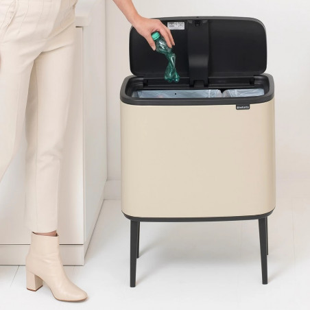 Brabantia Bo Touch 1005547, 11+23 l, Fierbere lină și silențioasă, Deschidere Golam, Bej