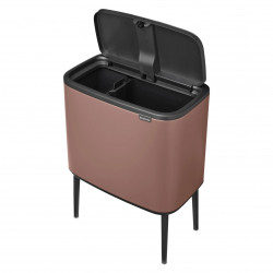 Coș Brabantia Bo Touch 1008856, 11+23 l, Deschidere lină și silențioasă, Deschidere mare, Finisaj satinat, Maro