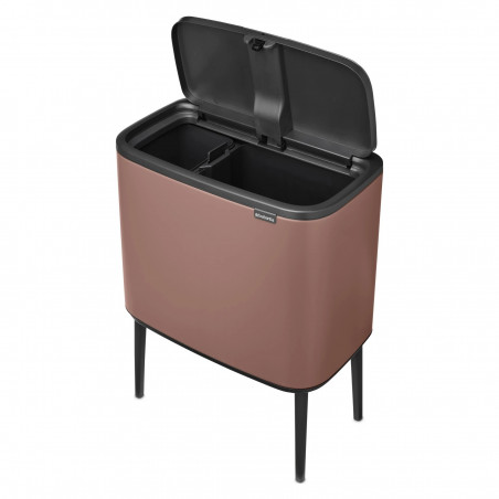 Coș Brabantia Bo Touch 1008856, 11+23 l, Deschidere lină și silențioasă, Deschidere mare, Finisaj satinat, Maro