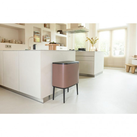 Coș Brabantia Bo Touch 1008856, 11+23 l, Deschidere lină și silențioasă, Deschidere mare, Finisaj satinat, Maro