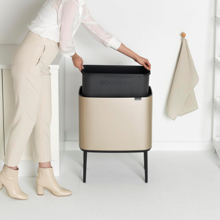 Coș Brabantia Bo Touch 1003213, 36 L, Deschidere lină și silențioasă, Deschidere mare, Auriu metalic