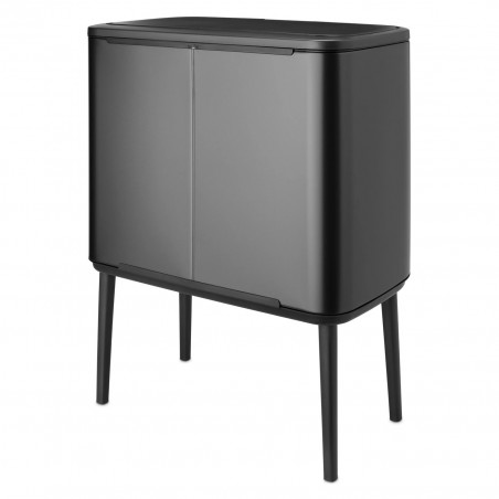 Coș Brabantia Bo Touch 1008857, 3x11 l, Deschidere lină și silențioasă, Deschidere mare, Gri închis