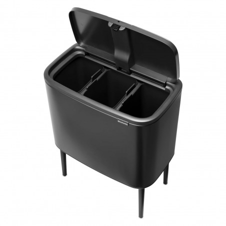 Coș Brabantia Bo Touch 1008857, 3x11 l, Deschidere lină și silențioasă, Deschidere mare, Gri închis
