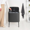 Coș Brabantia Bo Touch 1008857, 3x11 l, Deschidere lină și silențioasă, Deschidere mare, Gri închis