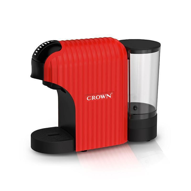 Espressor cu capsule 7in1 Crown CCM-1532R, 1400 W, 20 bar, 0.9 L, 7 adaptoare, Indicator LED, Controlul lungimii cafelei, Rosu/Negru