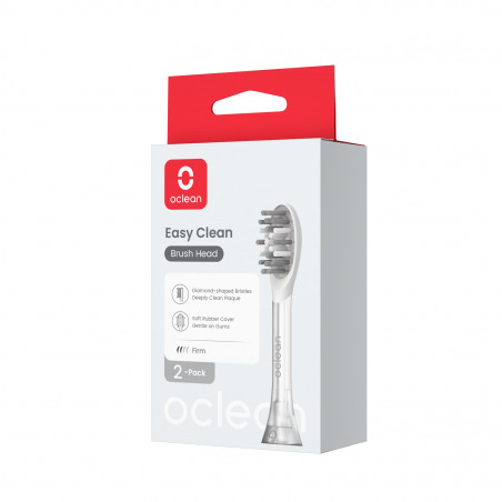 Set 2 capete de schimb pentru periuta de dinti Oclean Easy Clean P1K3, Tare, Acoperire cu silicon, Gri