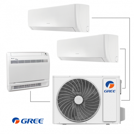 Unitate exterioara pentru sistem multi-split Gree GWHD(24)NK6LOO, 24000 BTU, 52 m², A++/A+, R-32, Alb