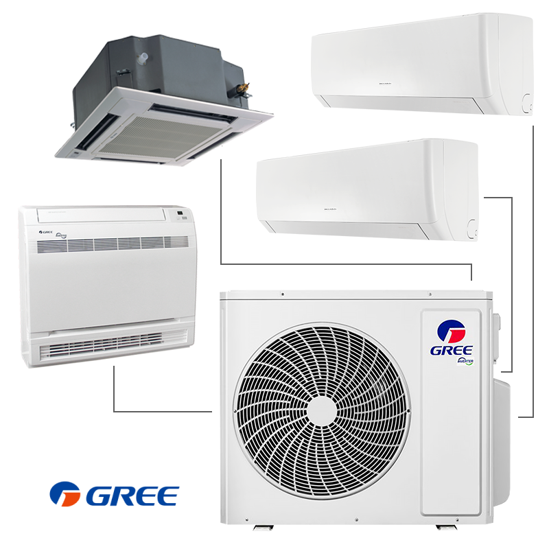Unitate exterioara pentru sistem multi-split Gree GWHD(36)NK6OO, 36000 BTU, 74 m², Pana la 4 unitati A+/A, R-32, Alb