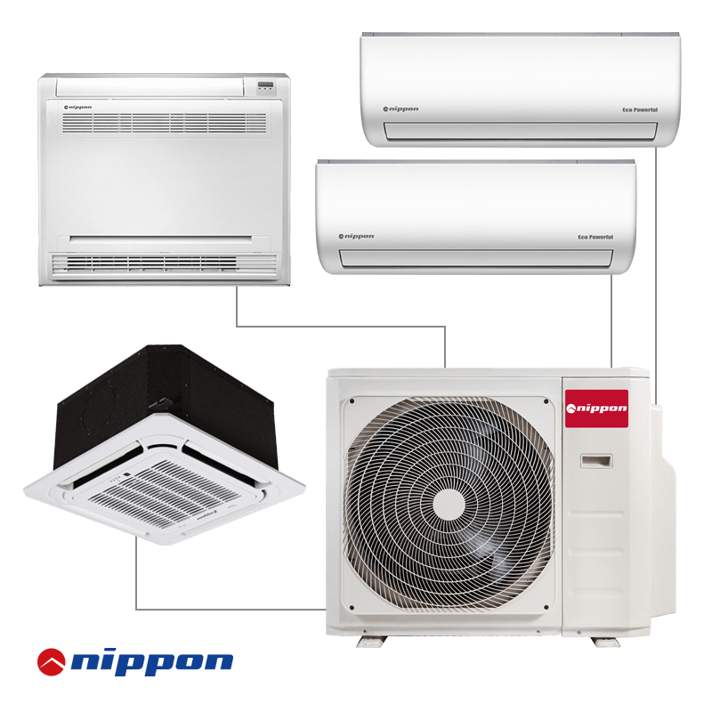 Unitate exterioara pentru sistem multi-split Nippon N40B-36HFN8-Q, 36000 BTU, 70 m², A++/A, Pana la 4 unitati interioare, R-32, Alb
