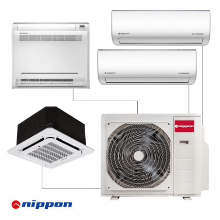 Unitate exterioara pentru sistem multi-split Nippon N40B-36HFN8-Q, 36000 BTU, 70 m², A++/A, Pana la 4 unitati interioare, R-32, Alb