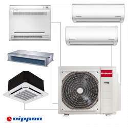Unitate exterioara pentru sistem multi-split Nippon N50D-42HFN8-Q, 42000 BTU, 80 m², A++/A, R-32, Alb