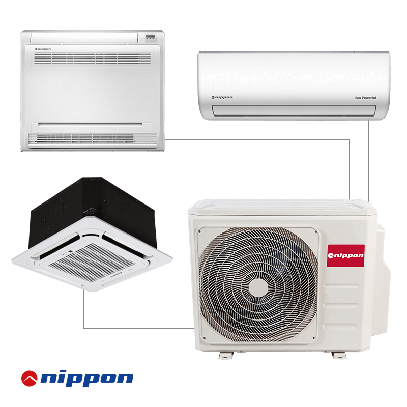 Unitate exterioara pentru sistem multi-split Nippon N30E-21HFN8-Q, 21000 BTU, 44 m², A++/A+, Pana la 3 unitati interioare, R-32, Alb