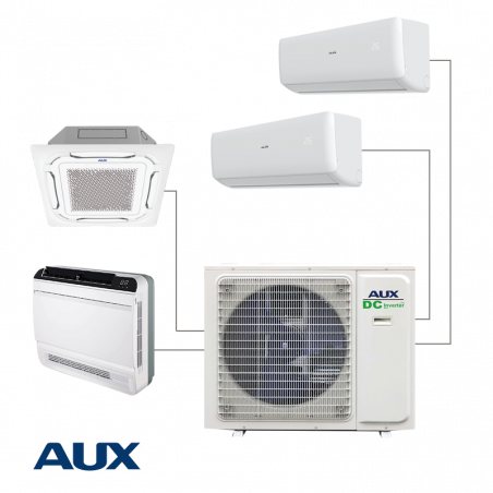 Unitate exterioara pentru sistem multi-split AUX AM4-H36/4DR3, 36000 BTU, 60 m², Pana la 4 unitati interioare, A++/A+, R-32, Alb