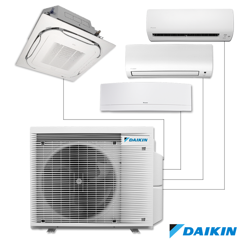 Unitate exterioară Daikin 4MXM80A9, 27000 BTU, 59 m2, A+++, R-32, Până la 4 unități interioare, Alb