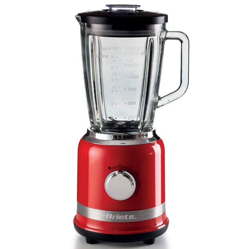 Blender Ariete MODERNA 0585/00, 1000W, 4 lame, 1.5 l, 4 viteze + puls, Ulcior din sticlă, Rosu