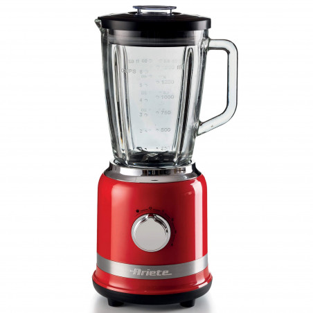 Blender Ariete MODERNA 0585/00, 1000W, 4 lame, 1.5 l, 4 viteze + puls, Ulcior din sticlă, Rosu