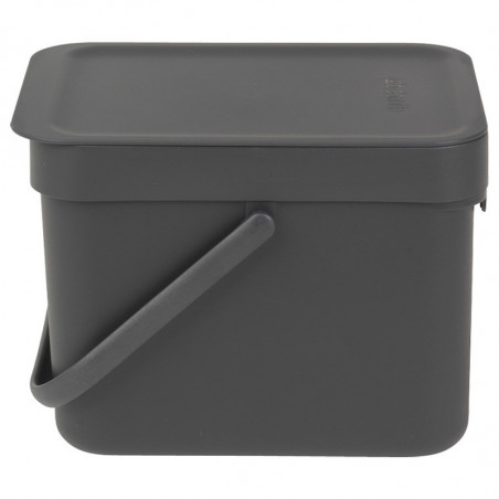 Cos de gunoi colectare selectiva Brabantia Sort&Go 648974, 6 l, Maner, Montabil pe perete, Gri inchis