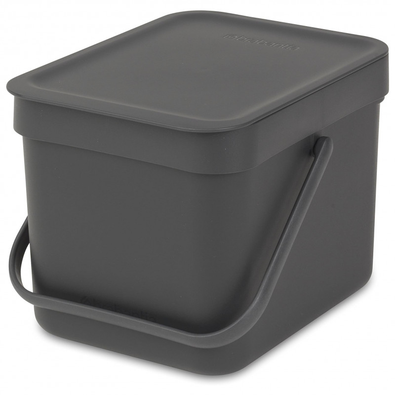 Cos de gunoi colectare selectiva Brabantia Sort&Go 648974, 6 l, Maner, Montabil pe perete, Gri inchis