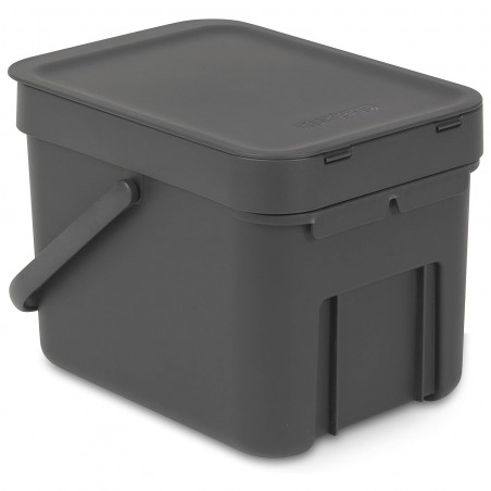 Cos de gunoi colectare selectiva Brabantia Sort&Go 648974, 6 l, Maner, Montabil pe perete, Gri inchis
