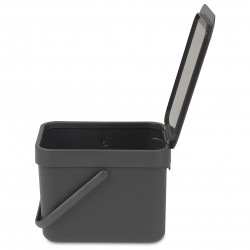 Cos de gunoi colectare selectiva Brabantia Sort&Go 648974, 6 l, Maner, Montabil pe perete, Gri inchis