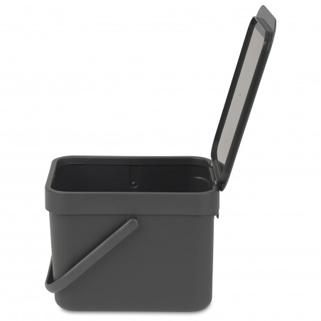 Cos de gunoi colectare selectiva Brabantia Sort&Go 648974, 6 l, Maner, Montabil pe perete, Gri inchis