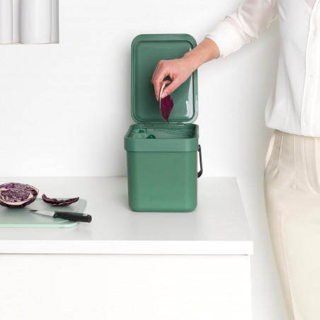 Brabantia Coș de colectare selectivă a deșeurilor Sort&Go 1003233, 6 l, Mâner, Montabil pe perete, Verde închis