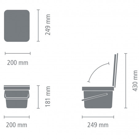 Cos de gunoi colectare selectiva Brabantia Sort&Go 648974, 6 l, Maner, Montabil pe perete, Gri inchis