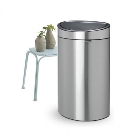 Cos de gunoi Brabantia Touch Bin New 650528, 40 L, Inchidere silentioasa si lina, Spate plat, Inox mat