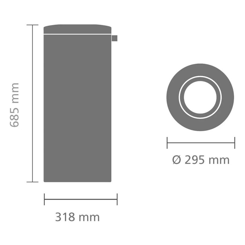 Coș Brabantia Flame Guard 647074, 30 l, Rezistent la foc, Coș interior metalic, Inox, Inox