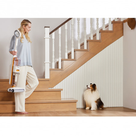 Aspirator vertical Tineco iFloor Y2 Plus, 6500 Pa, Wi-Fi, 0.8 L apa murdara/1 L apa curata, LED, Auto-curatare, 70 m², Indicatori, Alb/Portocaliu