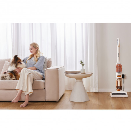 Aspirator vertical Tineco iFloor Y2 Plus, 6500 Pa, Wi-Fi, 0.8 L apa murdara/1 L apa curata, LED, Auto-curatare, 70 m², Indicatori, Alb/Portocaliu