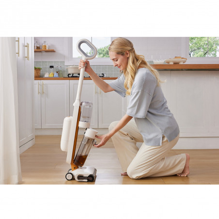 Aspirator vertical Tineco iFloor Y2 Plus, 6500 Pa, Wi-Fi, 0.8 L apa murdara/1 L apa curata, LED, Auto-curatare, 70 m², Indicatori, Alb/Portocaliu