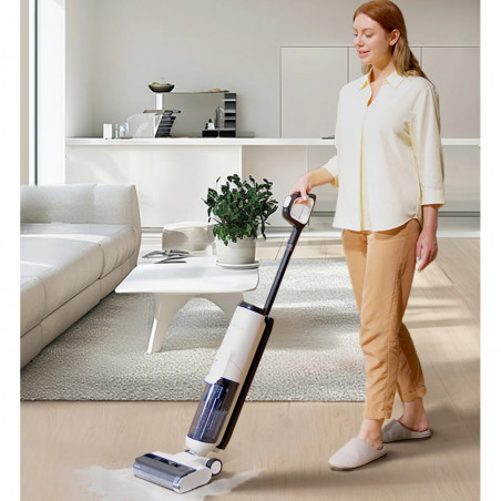 Aspirator vertical Tineco iFloor 5 Breeze, 190W, 30 ml/min, 0.8 L apa murdara/0.7 L apa curata, Uscare cu perie, Alb/Gri
