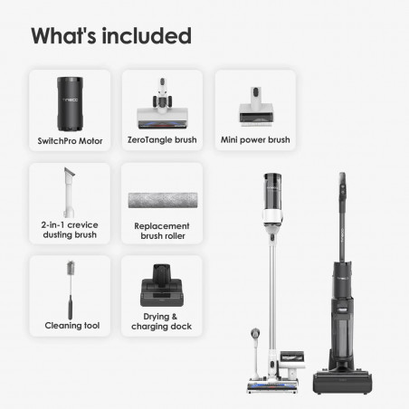 Aspirator vertical si mop 2in1 Tineco Floor One Switch S7, 230W, Curatare uscata/umeda, Autonomie pana la 65 min, 4 moduri, Sistem de auto-curatare FlashDry, Alb/Negru