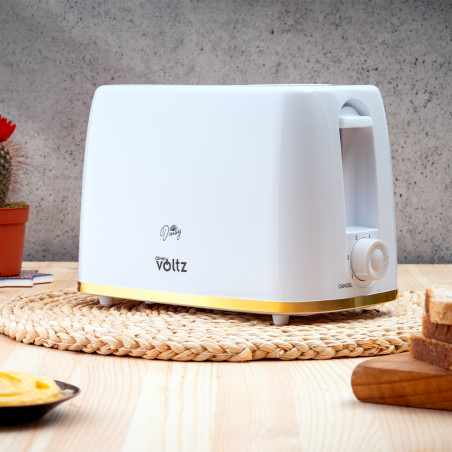 Prajitor de paine Oliver Voltz Daisy OV51440W, 700W, 2 felii, 6 trepte, Tava mobila pentru firimituri, Alb