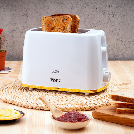 Prajitor de paine Oliver Voltz Daisy OV51440W, 700W, 2 felii, 6 trepte, Tava mobila pentru firimituri, Alb