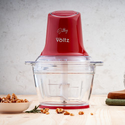 tocator electric pentru alimente Oliver Voltz Daisy OV51111W, 600W, 1 L, Lama dubla din otel, Sticla, Rosu