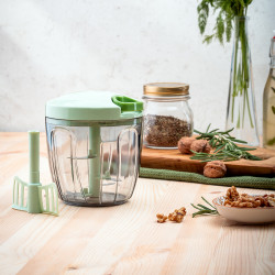 Tocator manual Rosberg R51215B, 900 ml, 2 lame, Verde/Transparent